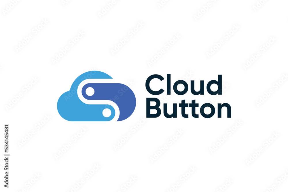 Blue cloud button logo vector design