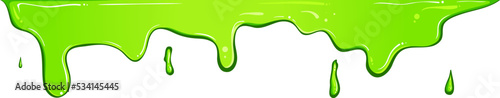 Green dripping paint. Vector dripping liquid isolated on white. Colored slime flowing down. Leaking paint