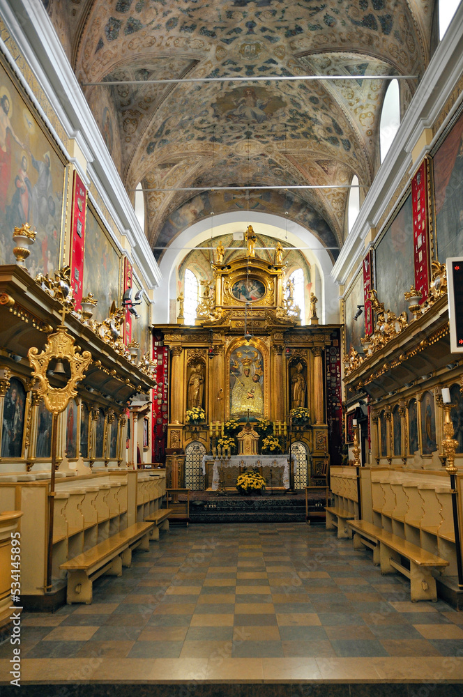 Interior of Basilica of Our Lady of Consolation in Czerwinsk over Vistula, Masovian Voivodeship, Poland.