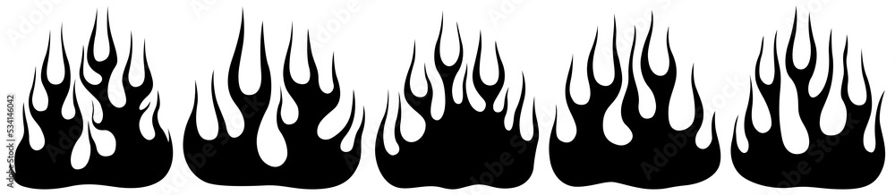 Fire flames isolated on white background. Tribal tattoo design. Fire flames isolated on white background. Tribal tattoo design.