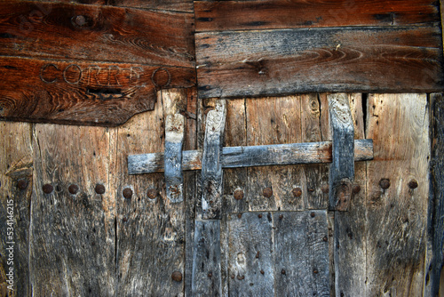Detail of an old wooden door