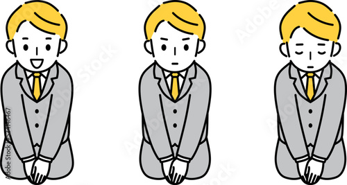 正座　お辞儀　ビジネスマン　セット
