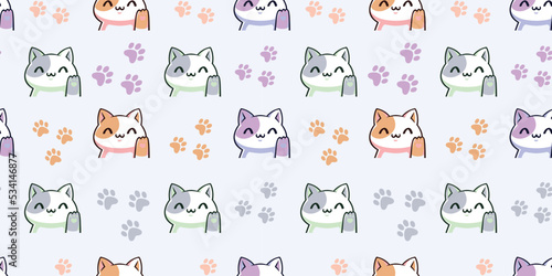 adorable cat seamless pattern design and digital paper, animal pet background and wallpaper, cat wrapping design photo