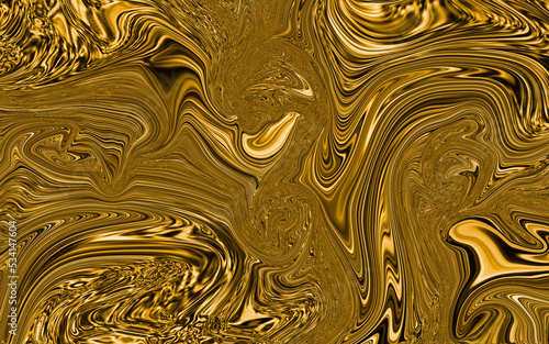 Precious metal flow image. Marble abstract background digital illustration. Liquid gold surface artwork. 3d illustration