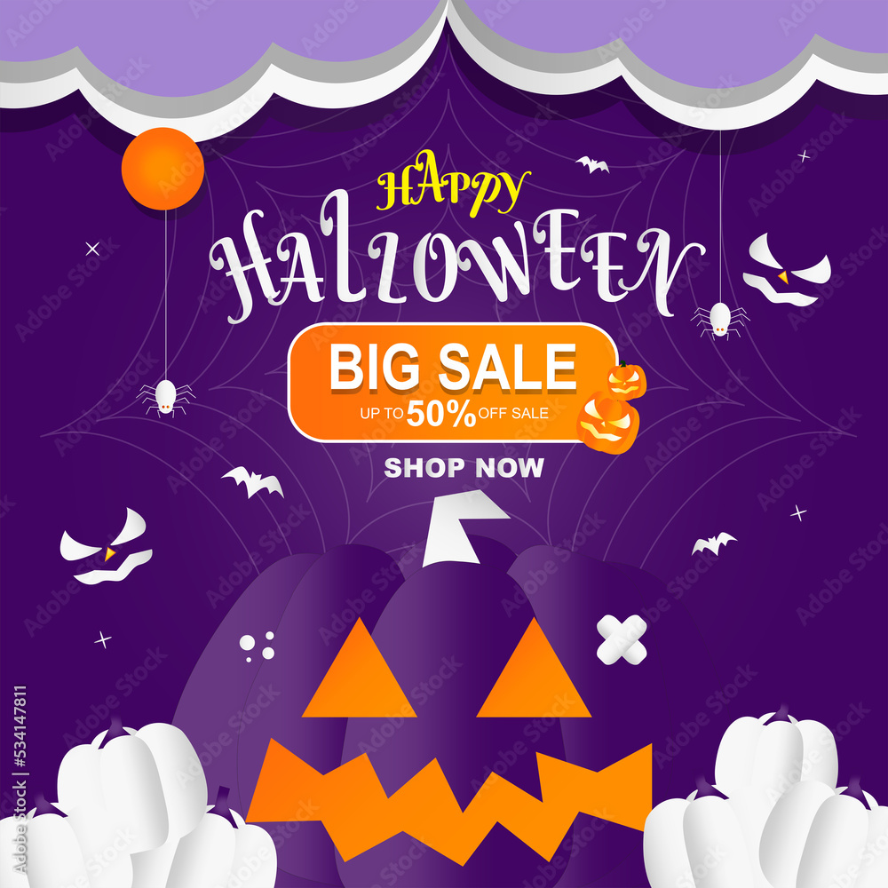 Fototapeta premium Halloween Big Sale Promotion Template Background Design