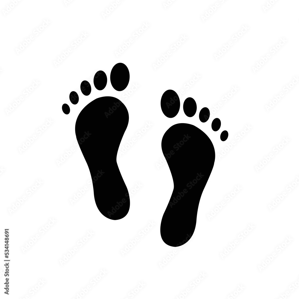 Black silhouette of footprint. Human footprint track. Footprint clip. Vector illustration. Black silhouette of footprint. Human footprint track. Footprint clip. Vector illustration.