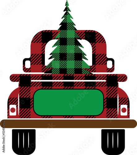 Buffalo Plaid Truck with Christmas Tree