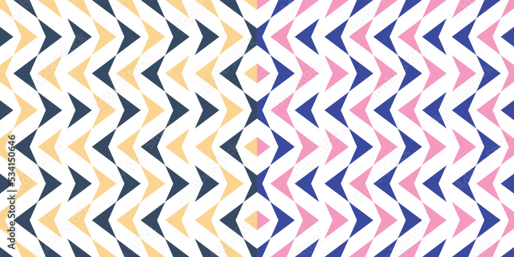 Obraz premium Pink Blue Yellow Horizontal Arrow Pattern Background Vector Illustration
