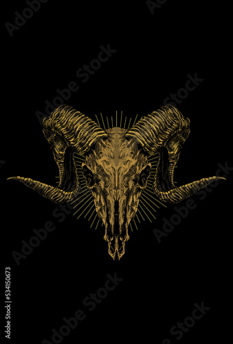 Goat skull with light illustration