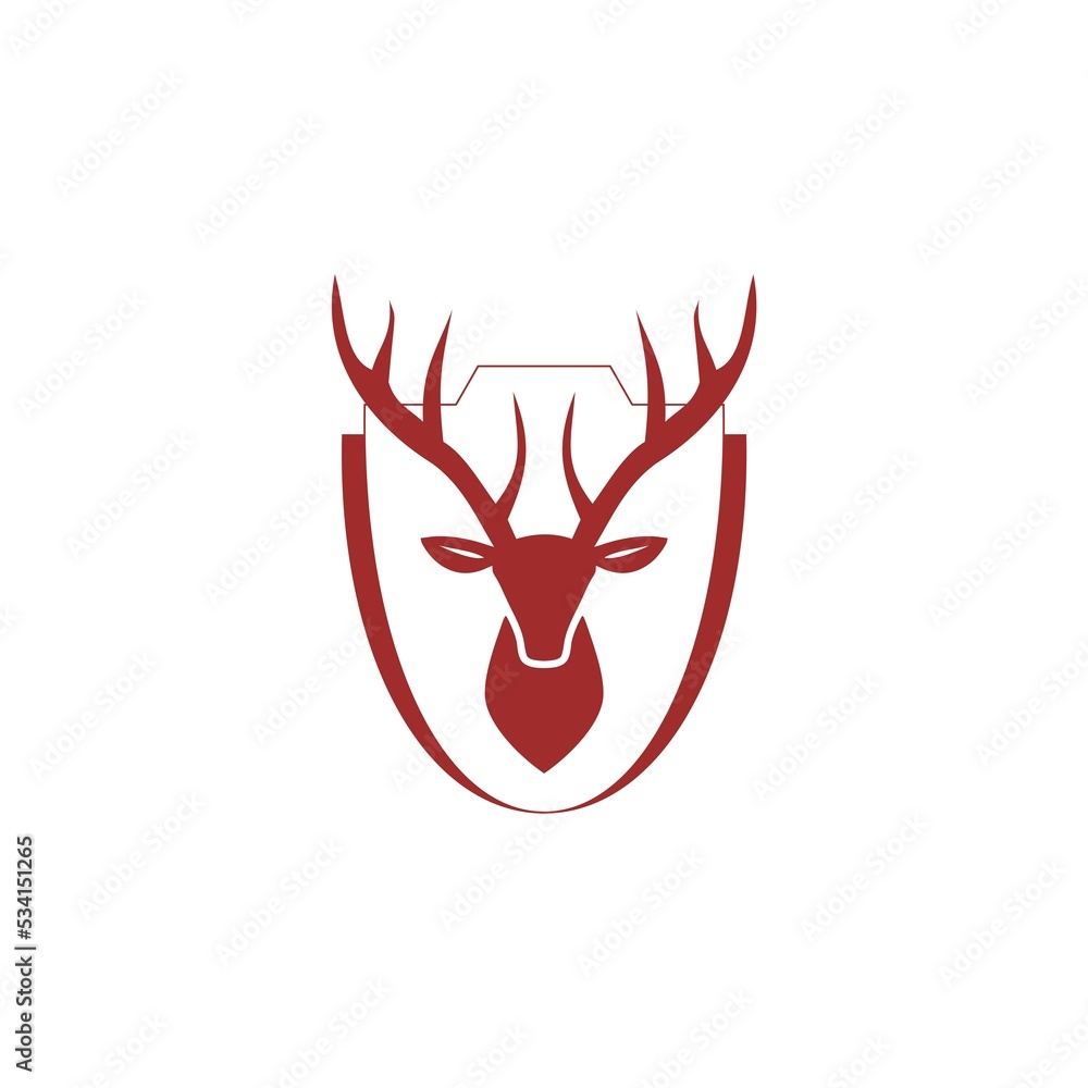 Deer head and shield icon logo design isolated on white background Deer head and shield icon logo design isolated on white background