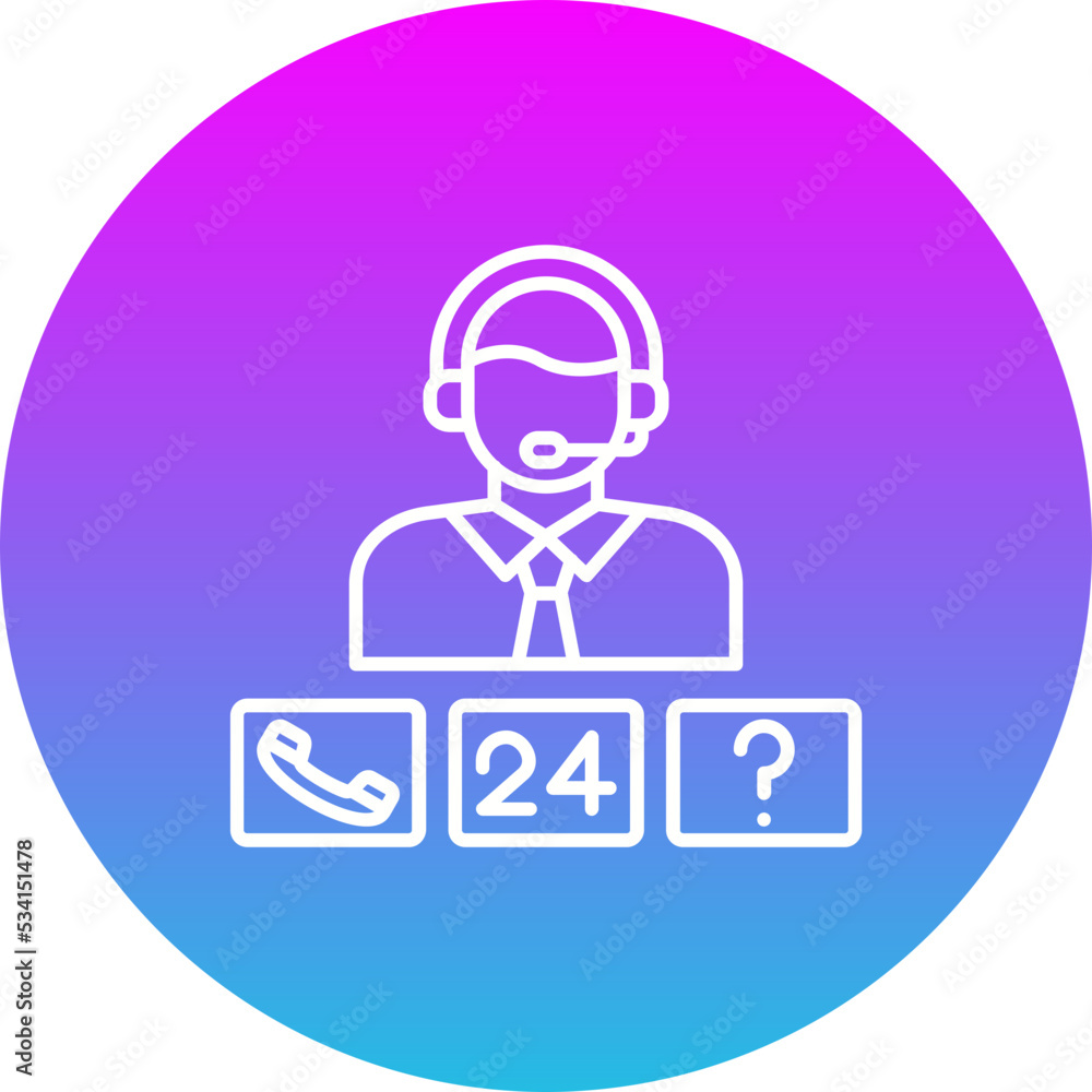 Call Center Gradient Circle Line Inverted Icon