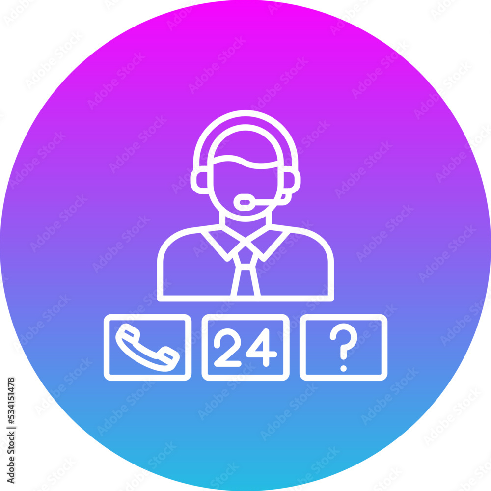 Call Center Gradient Circle Line Inverted Icon Call Center Gradient Circle Line Inverted Icon