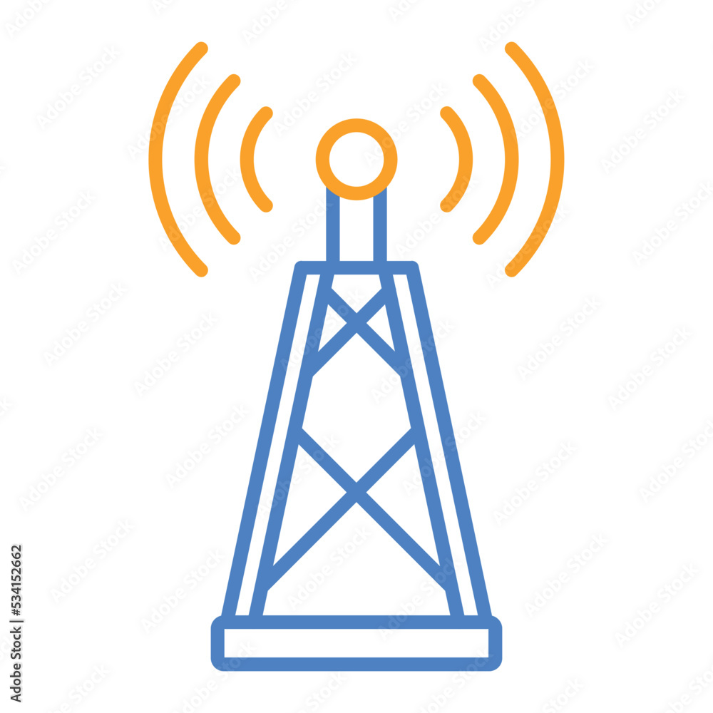 Radio Antenna Blue And Orange Line Icon Radio Antenna Blue And Orange Line Icon