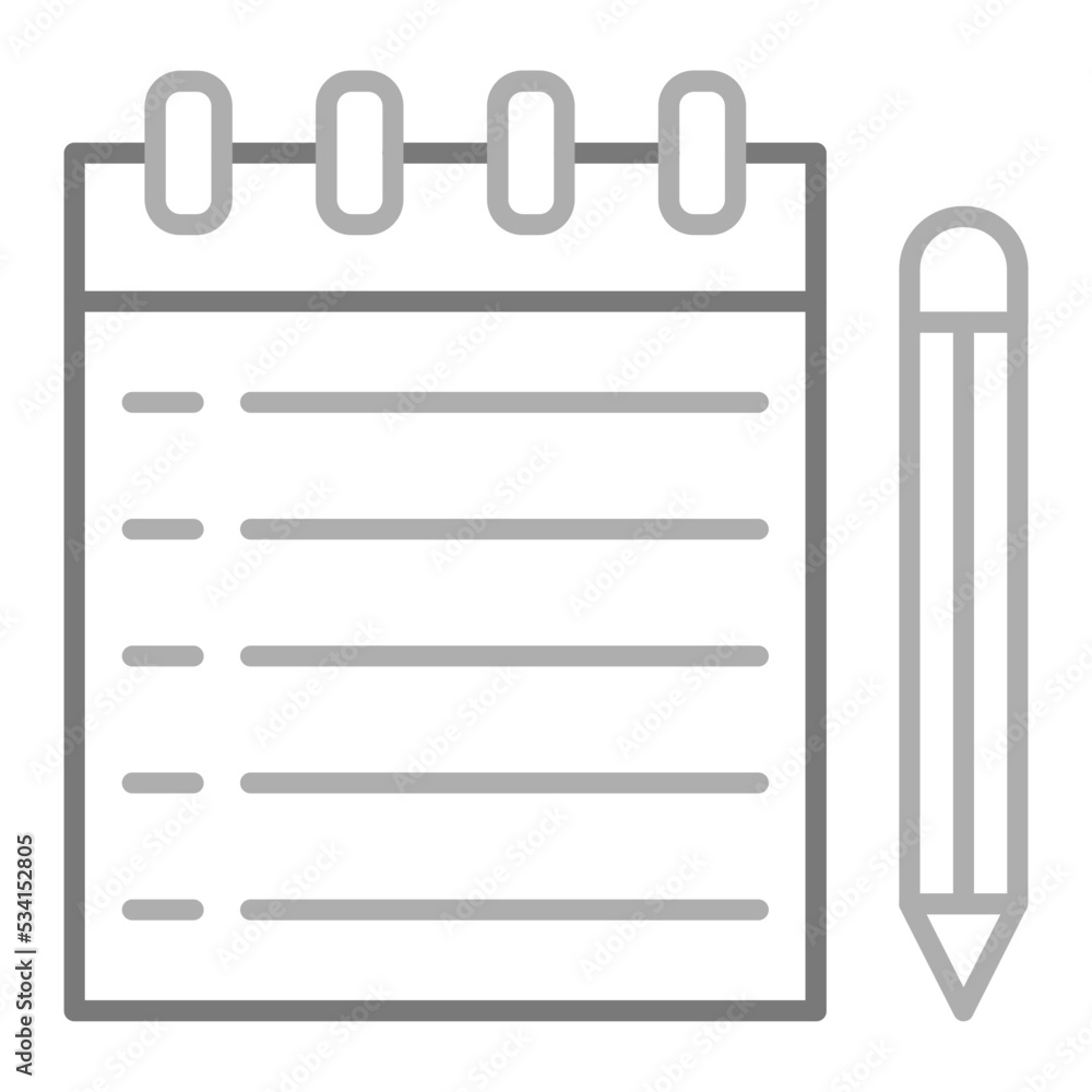 Notes Greyscale Line Icon Notes Greyscale Line Icon