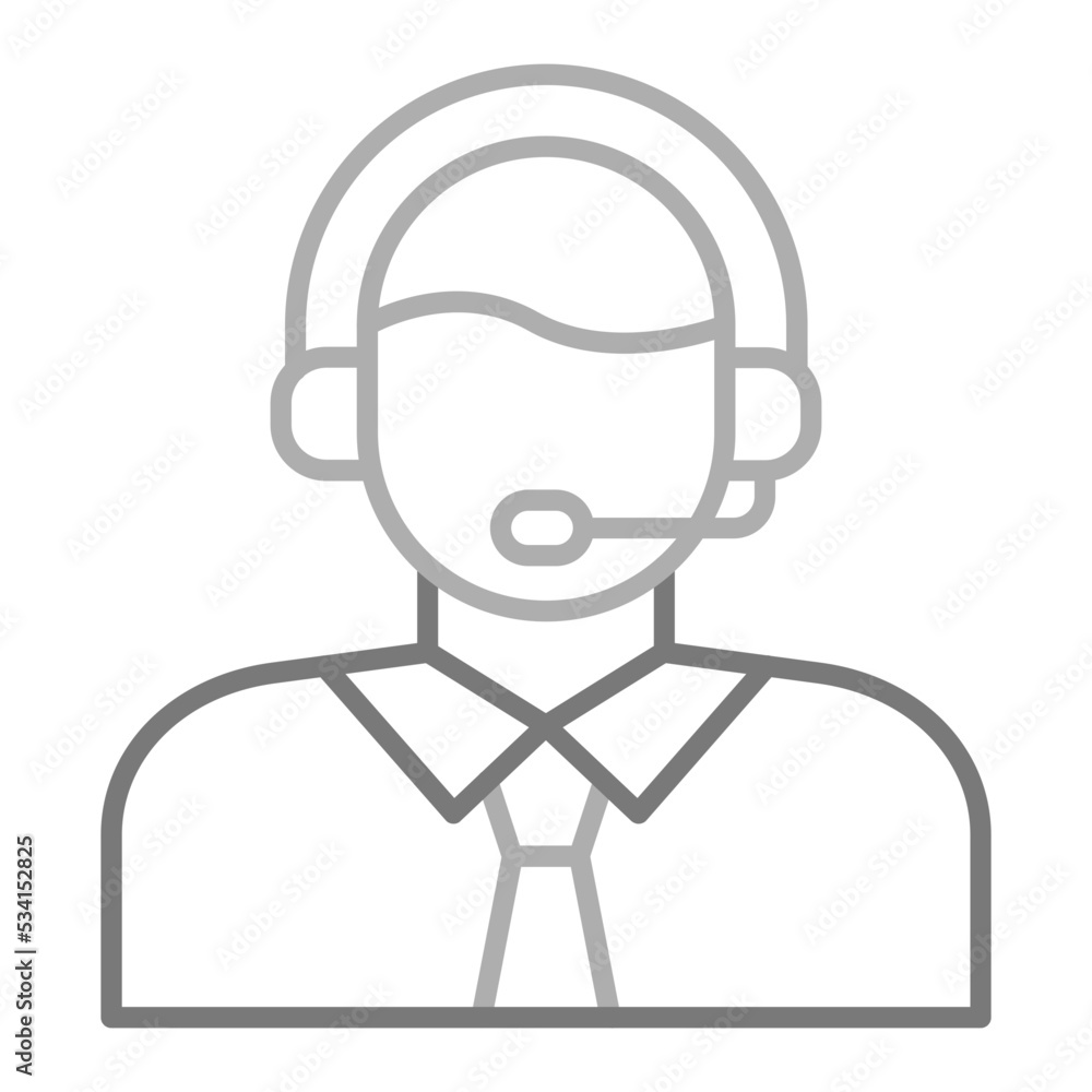 Customer Service Agent Greyscale Line Icon Customer Service Agent Greyscale Line Icon