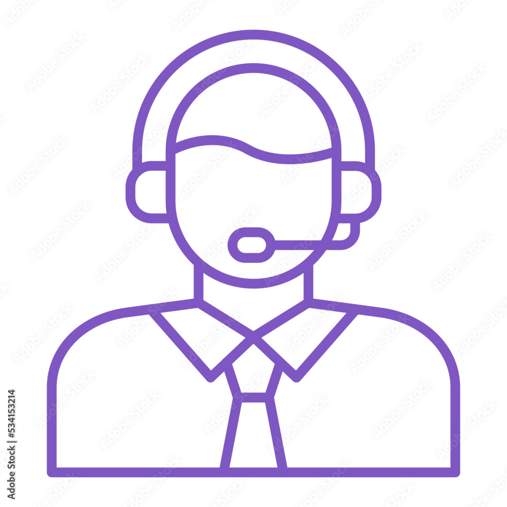 Customer Service Agent Multicolor Line Icon Customer Service Agent Multicolor Line Icon