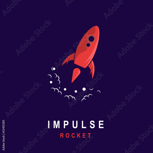 Creative Red Rocket Circle Logo Design Illustration, Creative concepts template illustration.