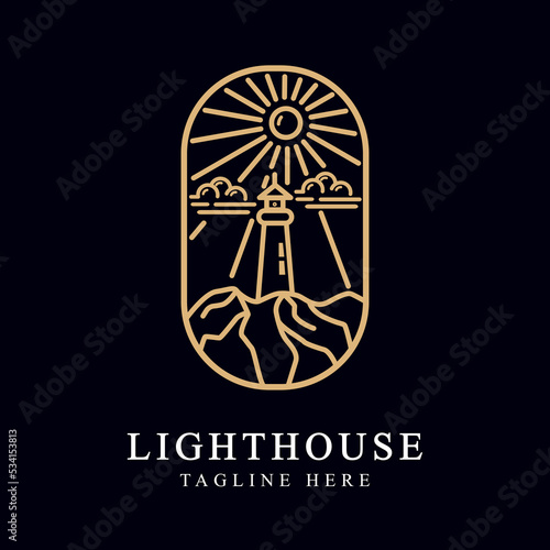 Εκτύπωση καμβά lighthouse design line art as sailor navigation isolated