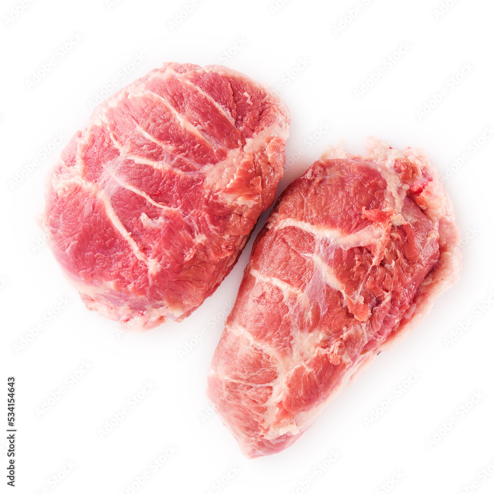Fresh piece of meat cut from the Iberian pork cheek on white background. Fresh piece of meat cut from the Iberian pork cheek on white background.