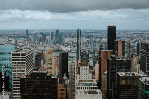 New York skyline from the panoramic roof of Rockefeller center. Aerial view over Manhattan from the Rockefeller Center