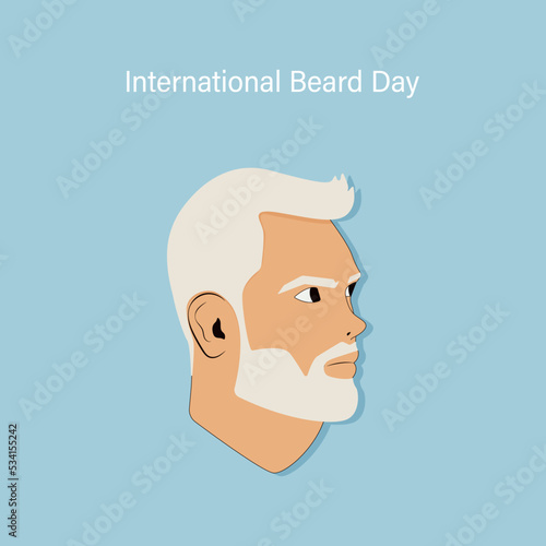 Happy World Beard Day.International Beard Day.Digital vector illustration of male face. Bearded man.World Beard Day.Mustache Day. September 03.Flat Vector Illustration.Bearded man.A gray-haired man.