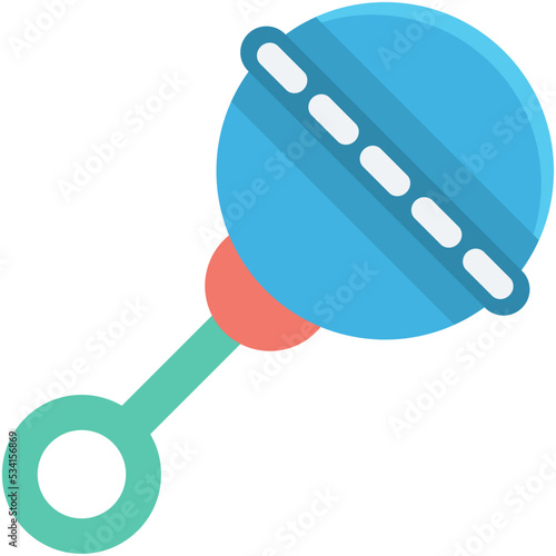 Baby Rattle Colored Vector Icon 