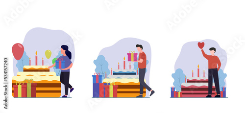 Birthday Party Flat Bundle Design Illustration