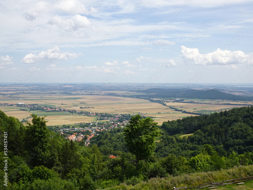 A beautiful panorama of the mountains from the top, the highest in Europe, the historic Fortress - The Srebrna Góra Stronghold is a unique cultural heritage site in Europe .