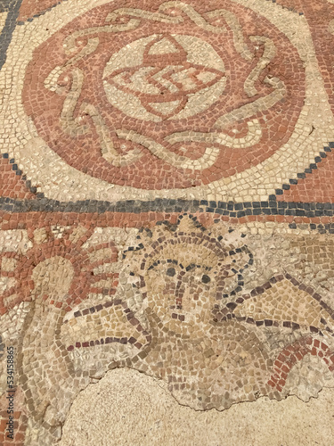 Fragment of the Roman mosaic floor. 
