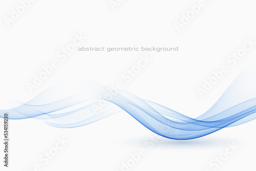 Abstract vector color wave design element. Blue wave, transparent wavy lines.