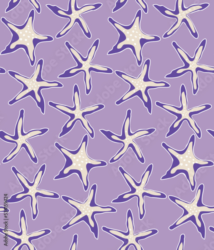 Abstract Hand Drawn Starfish Retro Style Swim Wear Seamless Pattern Trendy Fashion Colors Perfect for Allover Fabric Print or Wrapping Paper