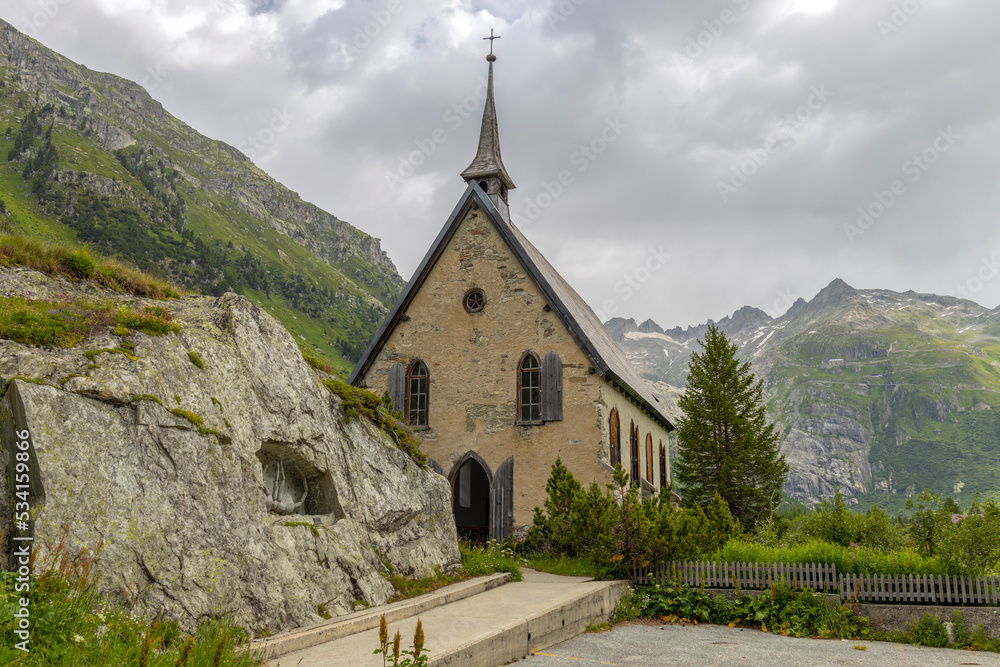 The small church near the Furka pass, Switzerland The small church near the Furka pass, Switzerland