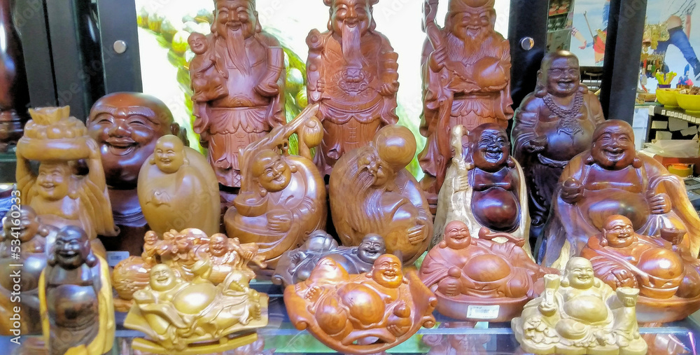 Asian souvenir shop, figurines, pottery, Buddha and more