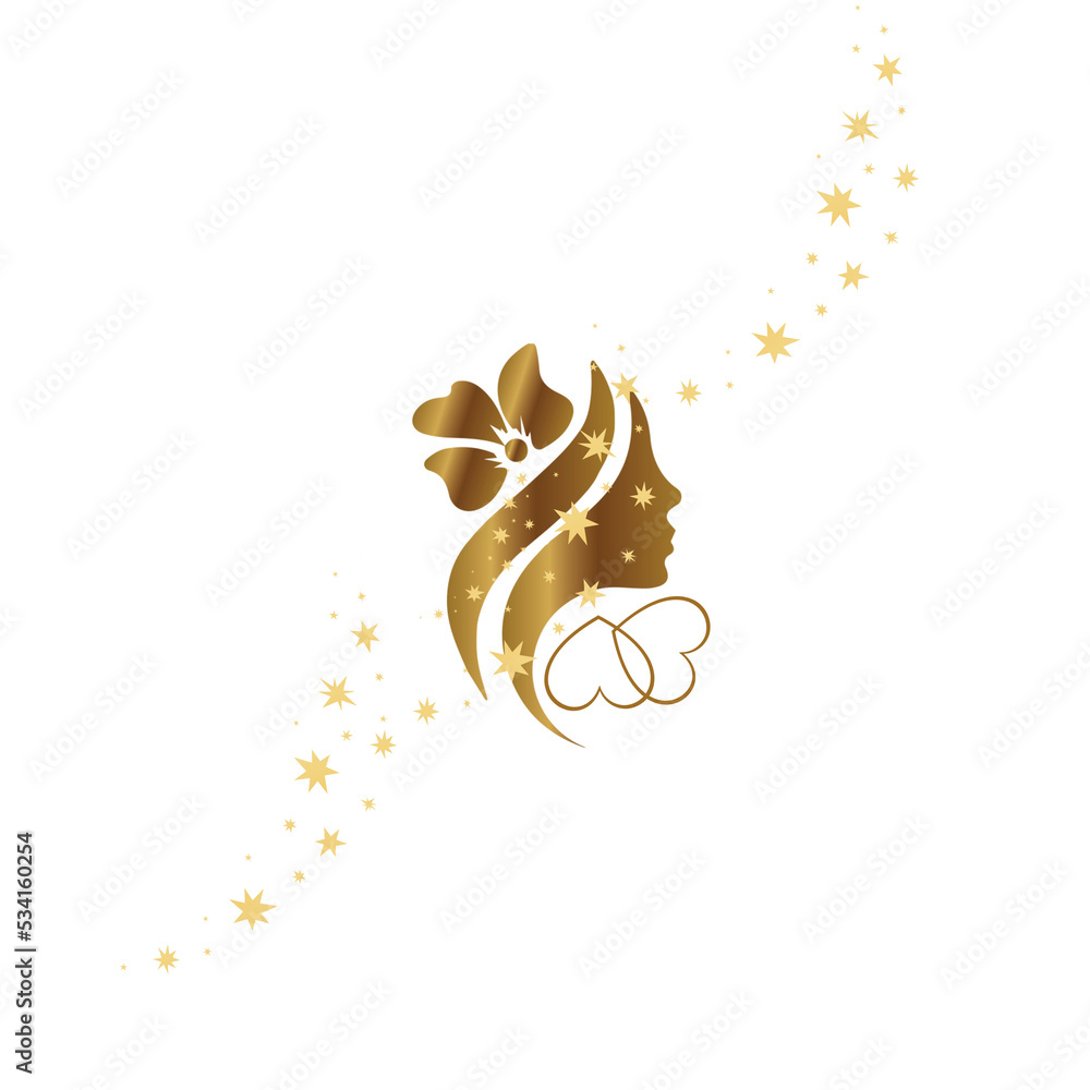 Beauty salon gold gradient logo design Stock Illustration | Adobe Stock