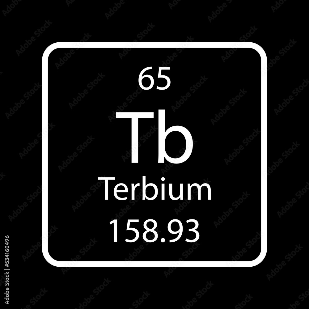 Terbium symbol. Chemical element of the periodic table. Vector illustration. Terbium symbol. Chemical element of the periodic table. Vector illustration.