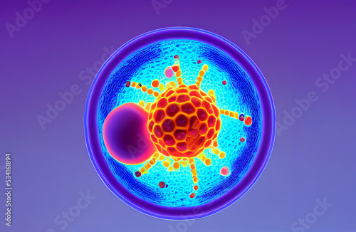 Enterovirus D68,  virus linked with a rare neurologic complication, viral infection, 3d rendering photo