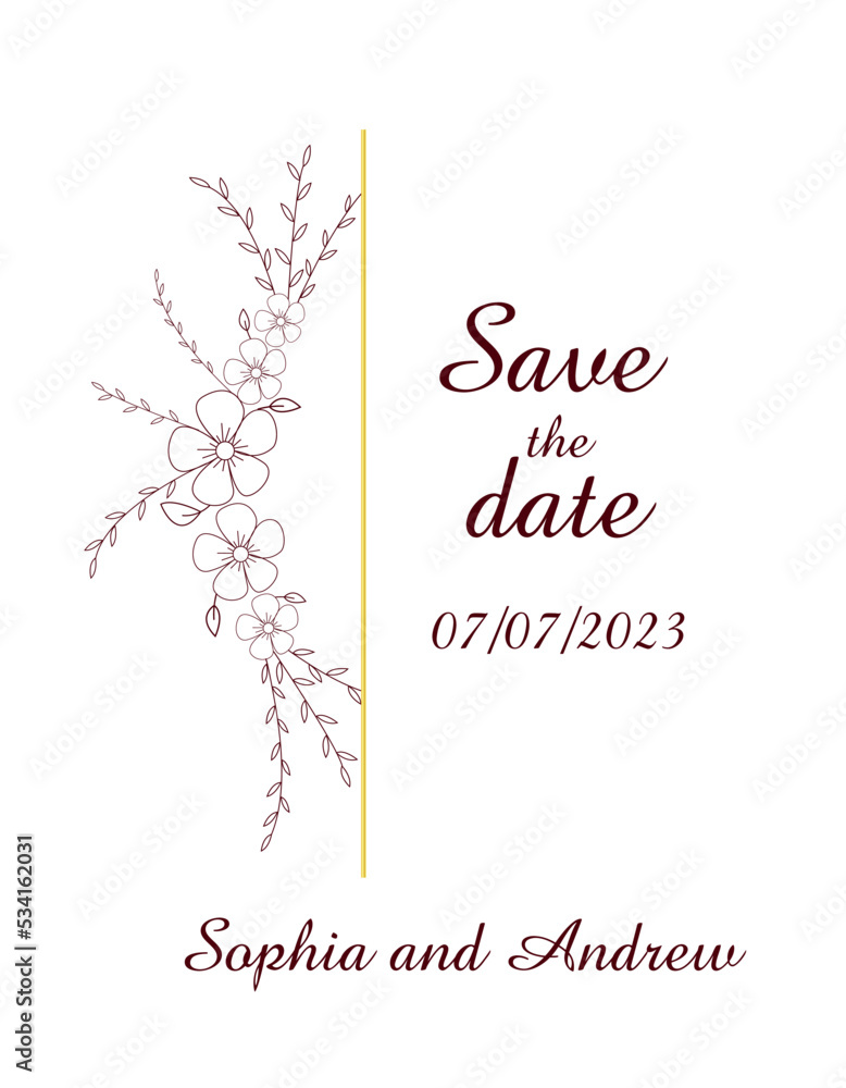 The postcard save the date. Invitetion. Wedding. Vector illustration