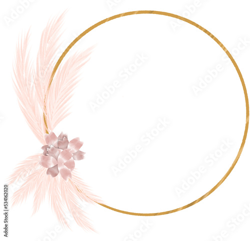 Pampas grass and pink dried flower with circle  wedding decorations boho style
