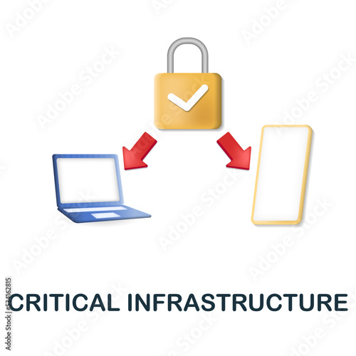 Critical Infrastructure icon. 3d illustration from cybercrime collection. Creative Critical Infrastructure 3d icon for web design, templates, infographics and more