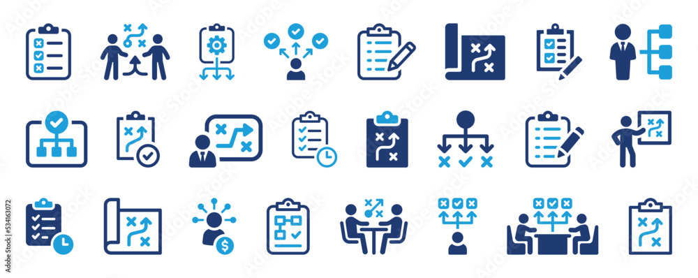 Planning icon set. Plan vector symbol collection. Business strategy concept illustration. - obrazy, fototapety, plakaty 