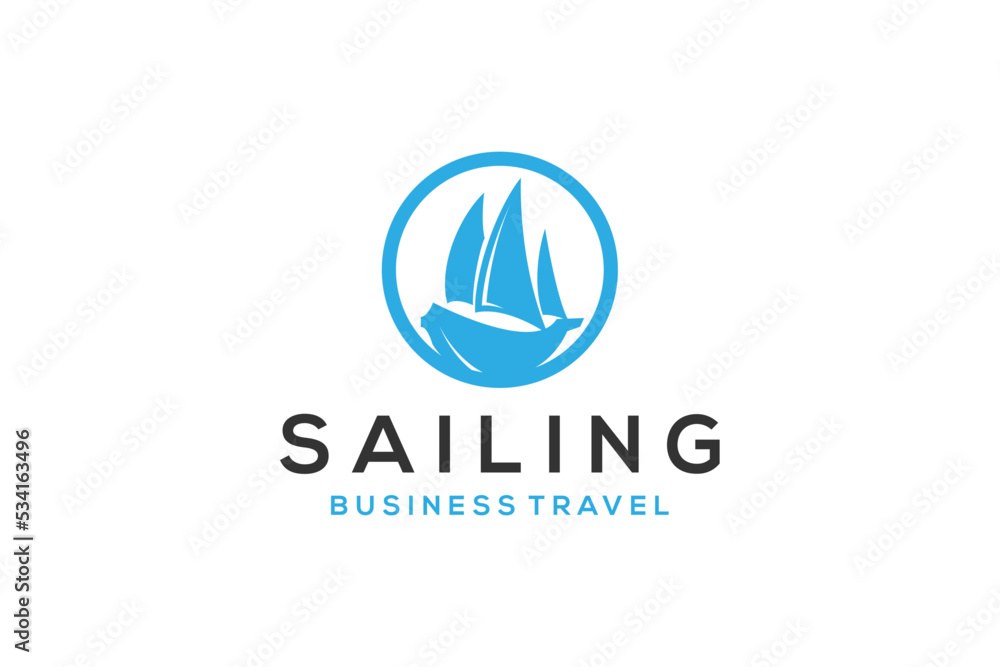 Sailing boat ship logo design marine  yacht icon symbol illustration 