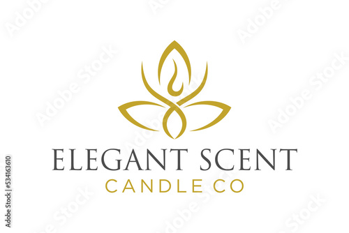 Beauty wellness mandala logo design gold flower candle luxury shape icon symbol yoga spa studio