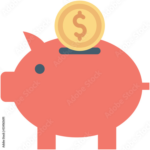 Piggy Bank Colored Vector Icon
