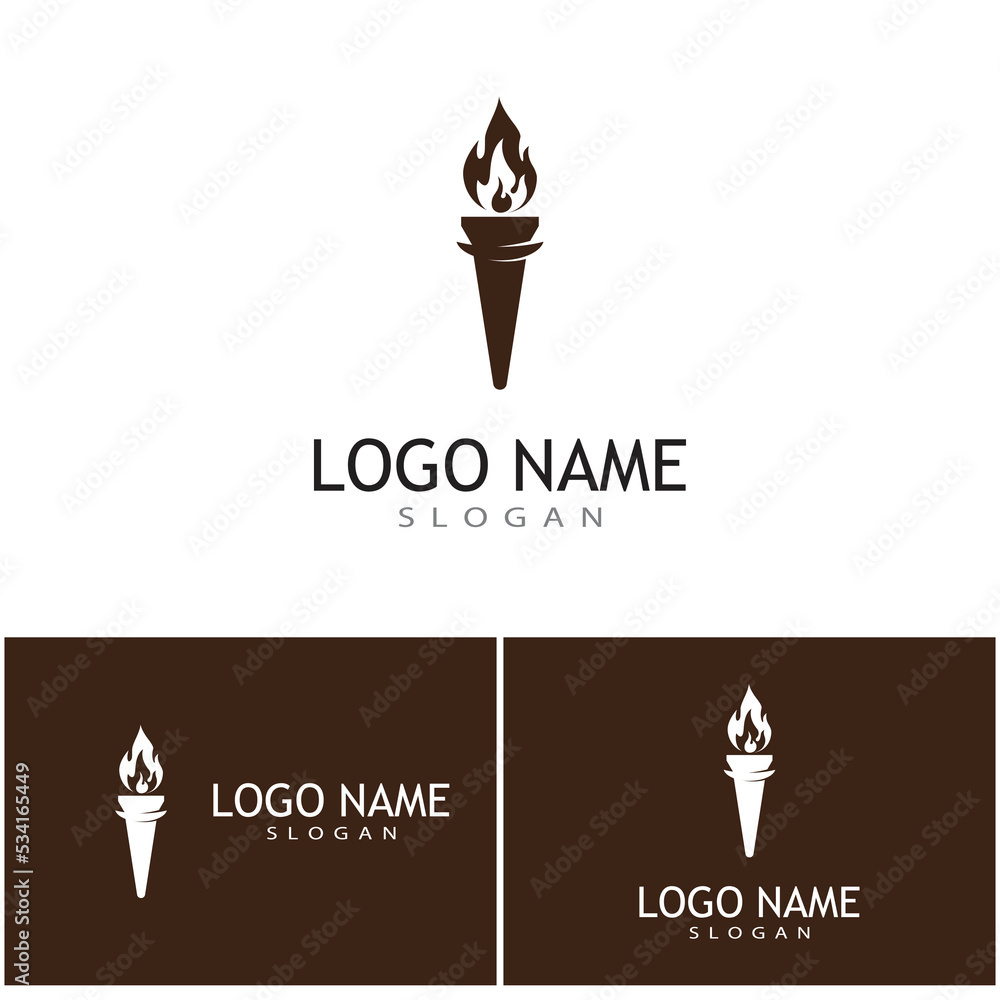 Obraz premium Torch with flame logo vector illustration design