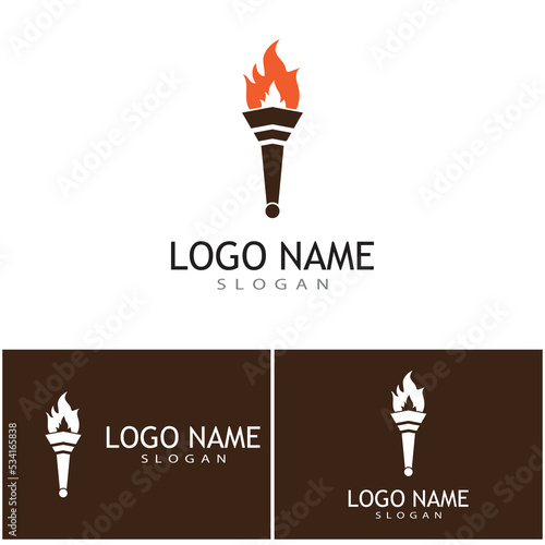  Torch with flame logo vector illustration design