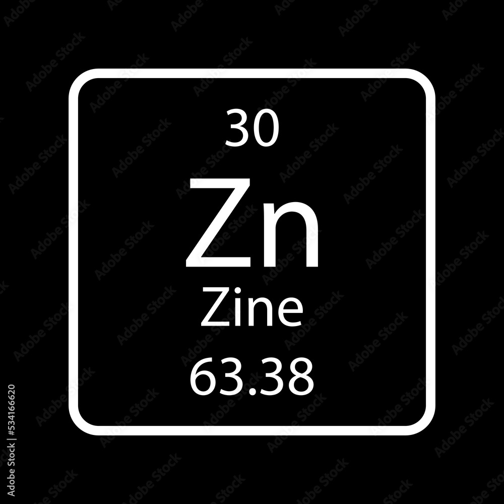 Zine symbol. Chemical element of the periodic table. Vector illustration.