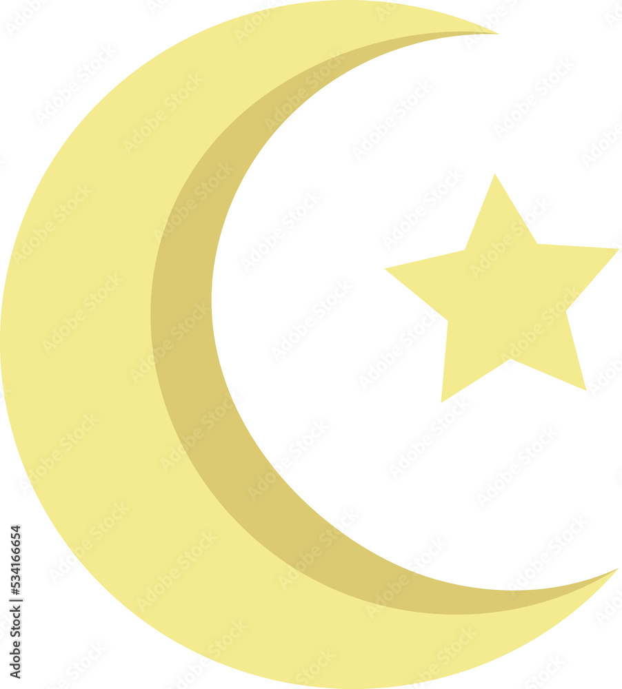 flat illustration crescent moon and a star element icon flat illustration crescent moon and a star element icon