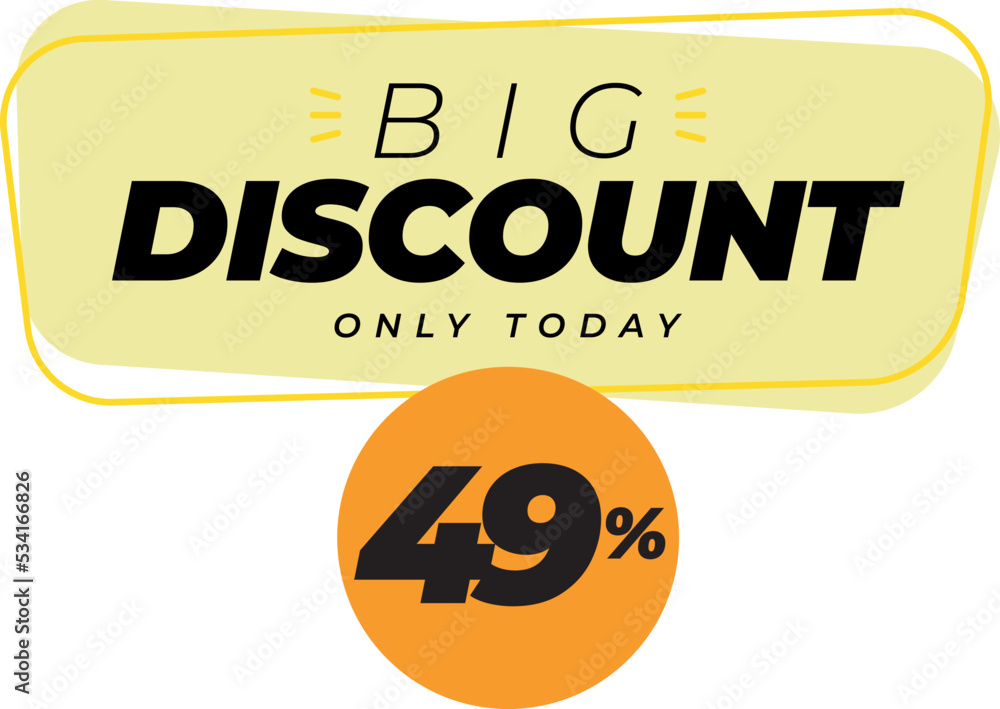 Forty nine 49 percent big discount sale banner label yellow