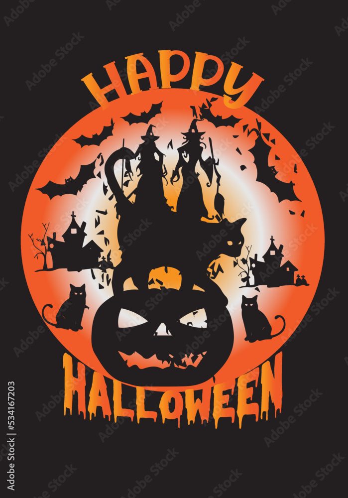 Halloween  T-shirt Design, color changeable and printable
