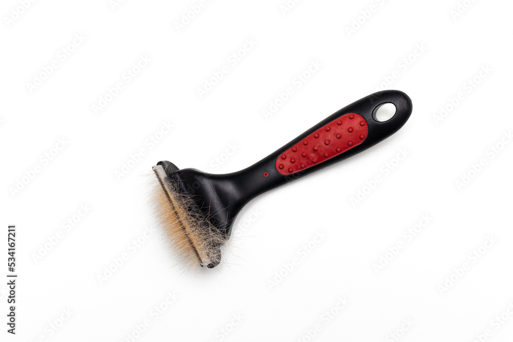 Obraz premium comb for combing wool from animals on a white background